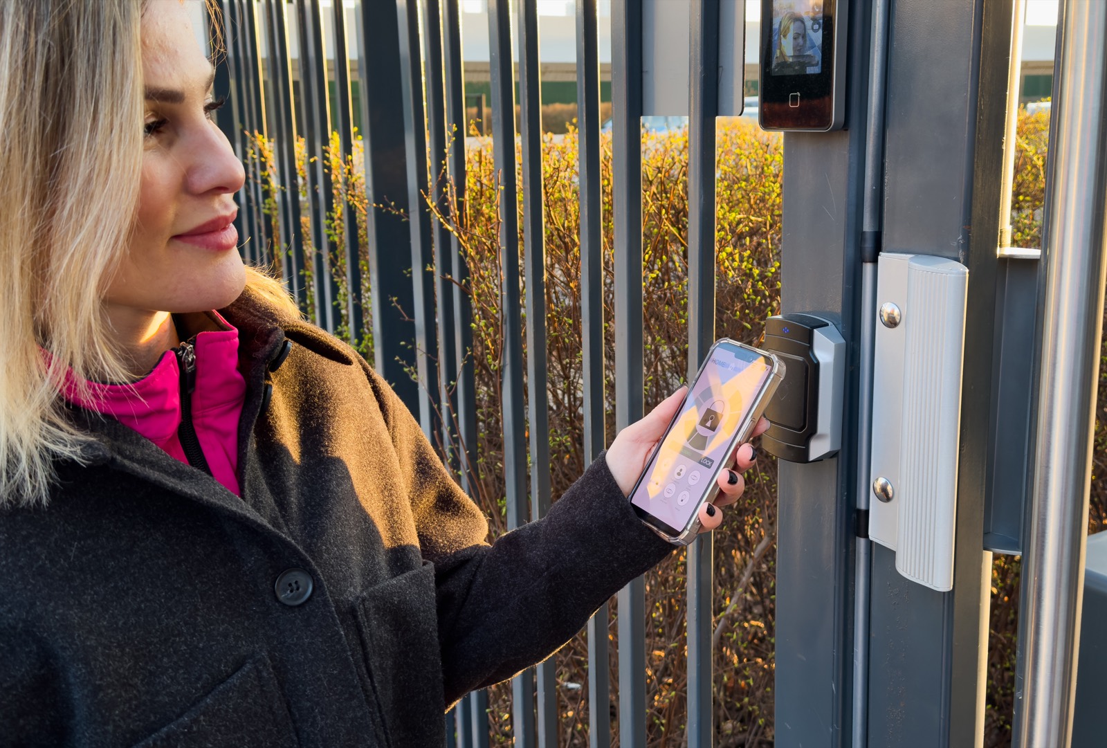 A smart keypad lock fitted to a modern door